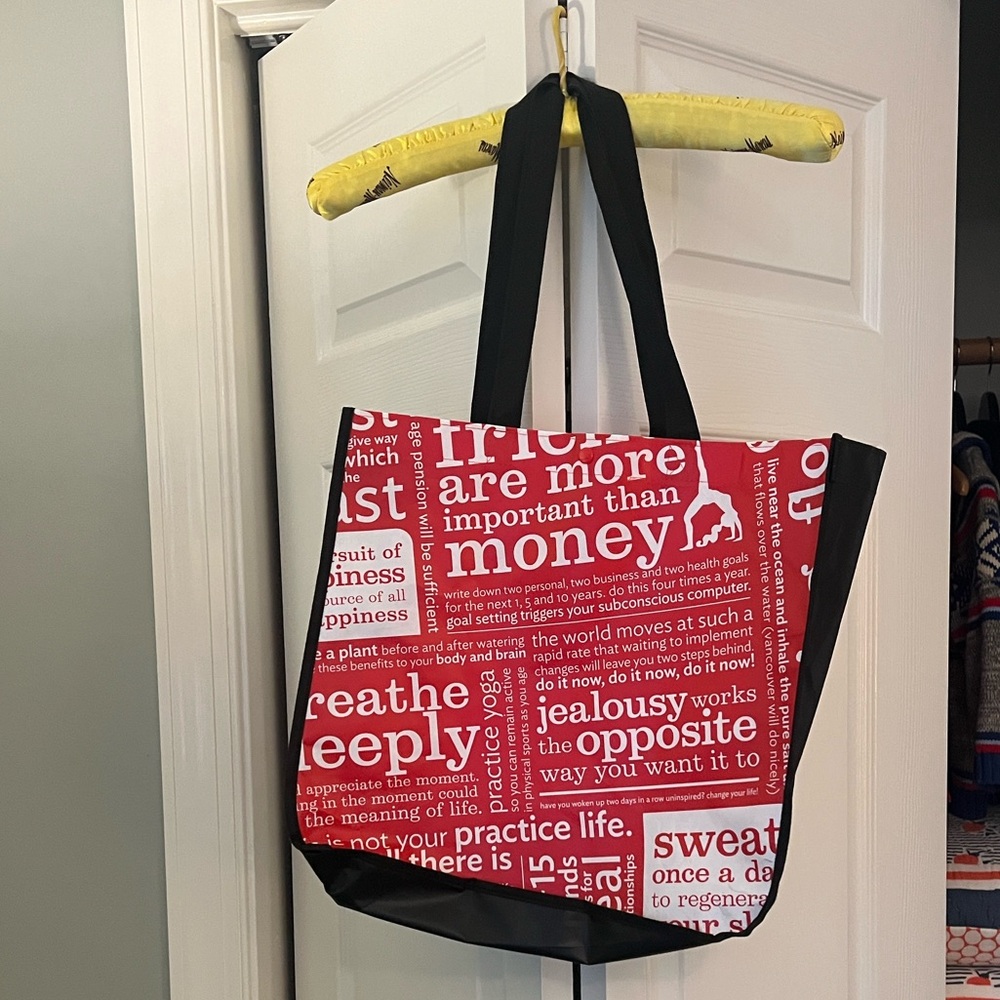 Lululemon Red and Black Tote Bag